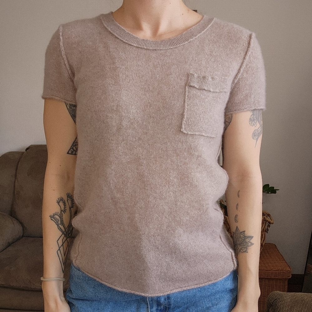 White + Warren Neutral Cashmere Sweater Tee Size Medium